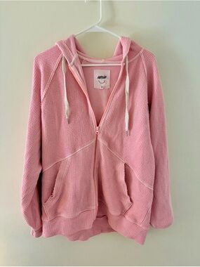 aerie Light Pink Hooded Zip Front Sweatshirt